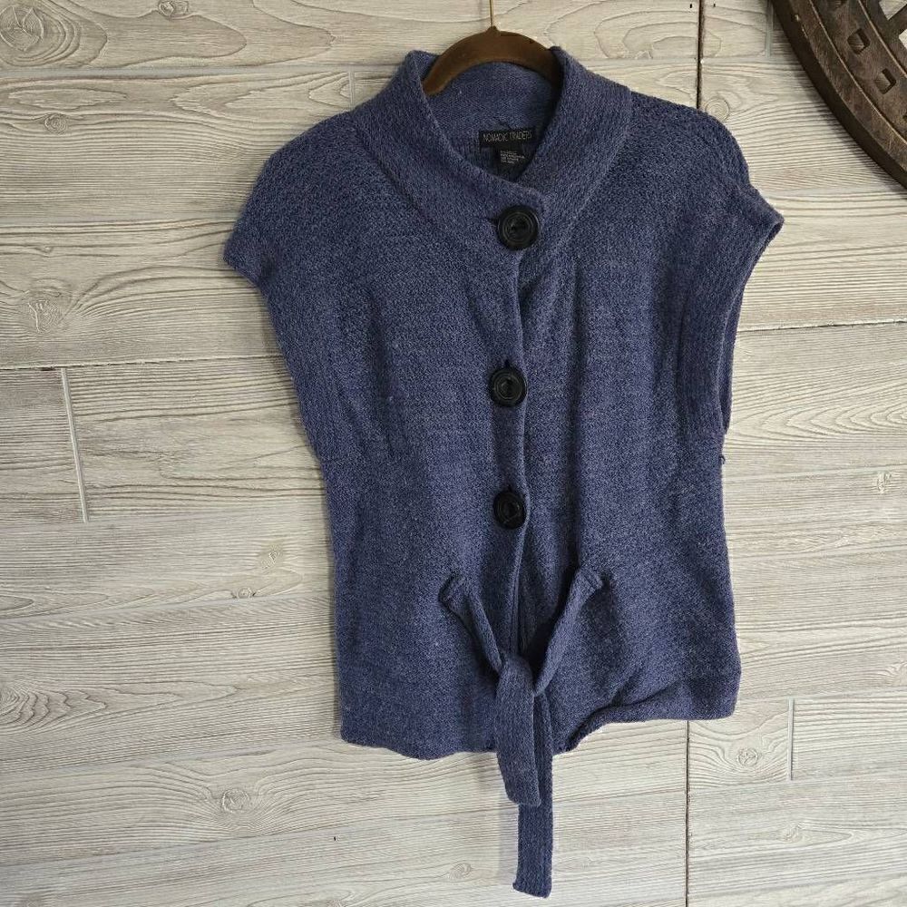 Normadic Trading Wool Blend Sleeveless Sweater Womens SZ S Blue